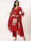 Maroon Cotton Print With Embroidery Three Piece Suit Set