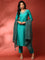 Green muslin embroidered three piece suit set