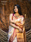 Pure kanjivaram tissue silk saree gold and dark magenta pink with allover zari woven brocade weaves and zari woven border
