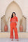 Embroidered Linen Coord Set Orange