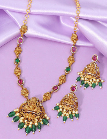 Designer Matt Ruby Kempu Necklace Set