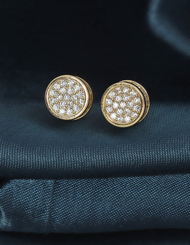 Designer Classic Crystal Circle Stud Earrings