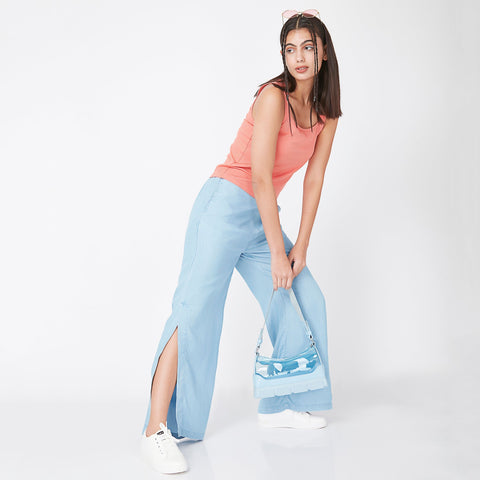 Regular Fit Solid Mid Rise Palazzos