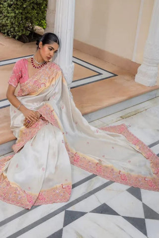 Designer Organza Saree with Floral work