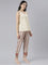 Neeru's Beige Regular Straight Floral Kurta And Trousers With Jacket