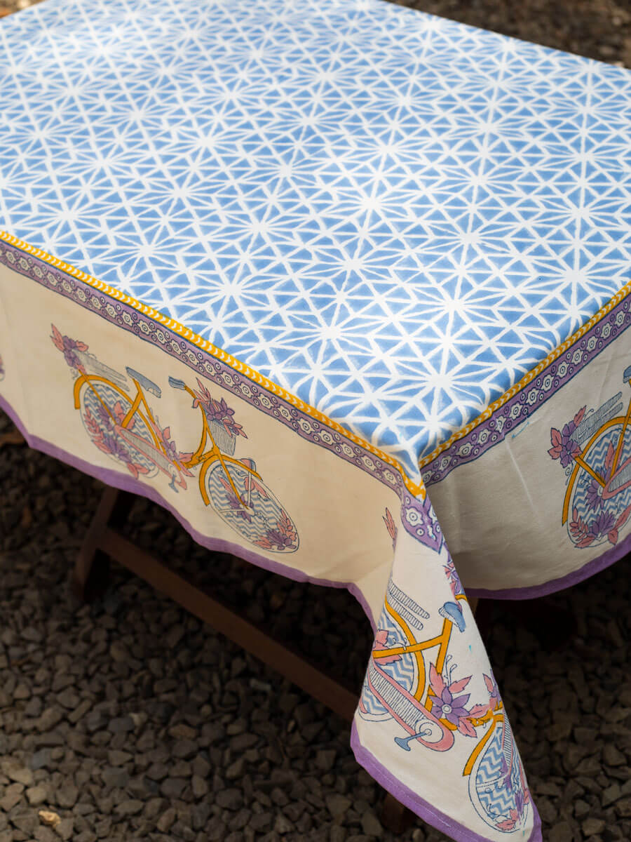 Heavenly Ride Block Print Cotton Table Cover