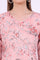 Pink Floral Printed Pure Cotton Straight Kurta