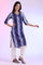 Blue Shibori Printed Thread Embroidered Straight Kurta