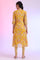 Yellow Floral Printed Chiffon A-line Kurta