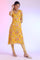 Yellow Floral Printed Chiffon A-line Kurta