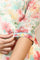 Off-White Floral Printed Kota Anarkali Kurta with Embroidered Neck
