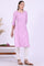 Purple Embroidered Straight Kurta