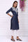 Blue Yarn Dyed Embroidered Yoke Straight Kurta