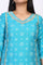 Blue Bandhani Printed Straight Rayon Kurta with Lace
