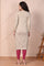 Beige Floral Embroidered Straight Acrylic Kurta