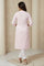 Pink Solid Lace Trim Straight Kurta
