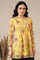 Bright Yellow Floral Printed Organza Kurti