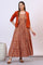Orange Solid Front Open Cotton Flax Jacket