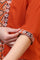Orange Solid Front Open Cotton Flax Jacket
