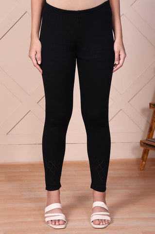 Black Solid High-Waist Acrylic Tights
