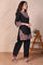 Black Embroidered Straight Kurta and Pant Set