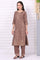 Brown Floral Printed Beads Straight Cotton Blend Kurta, Palazzos and Dupatta Set