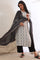 White Yarn Dyed Rayon Straight Kurta With Palazzos & Dupatta Set