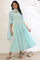 Blue Yarn Dyed Pure Cotton Anarkali with Leggings & Dupatta Set