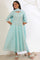 Blue Yarn Dyed Pure Cotton Anarkali with Leggings & Dupatta Set