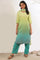 Green Yarn Dyed Pure Cotton Straight Kurta with Palazzo & Dupatta Set
