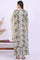 Grey Printed Pure Cotton Straight Kurta with Palazzo & Dupatta Set