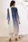 Blue Printed Pure Cotton Flarred Kurta with Palazzo & Dupatta Set