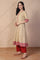 Beige Jacquard A-Line Kurta with Palazzo and Dupatta Set