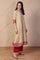 Beige Jacquard A-Line Kurta with Palazzo and Dupatta Set