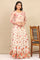 White Floral Printed Speghetti Crop Top, Gilet and Skirt Set