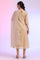 Beige Yarn Dyed Flarred Kurta with Leggings & Stole Set