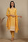 Yellow Embroidered Pure Cotton Straight Kurta, Trousers and Dupatta Set