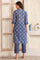 Blue Printed Straight Pure Cotton Kurta and Trouser Co-ord Set