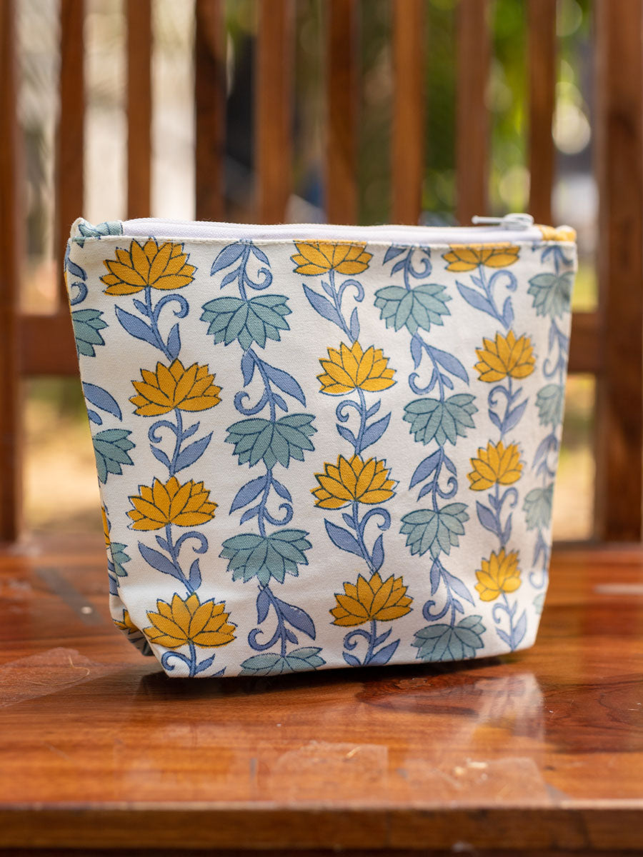 Abhyuday Hand Block Print Cotton Travel Pouch