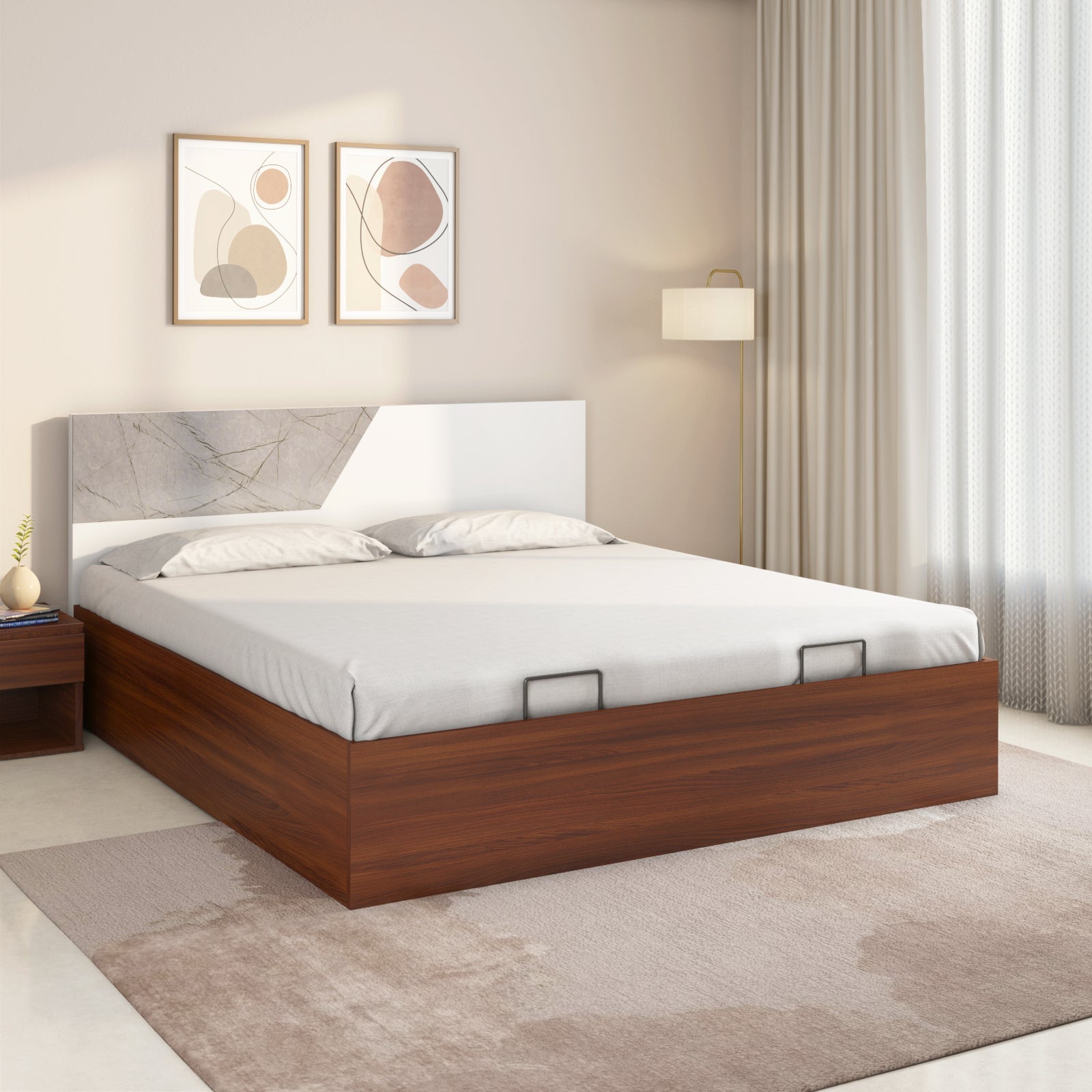 Asta Prime Bed with Semi Hydraulic Storage (Walnut)
