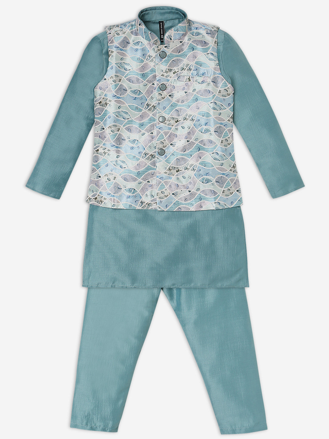 Boys Regular Fit Printed Kurta With Pant Set