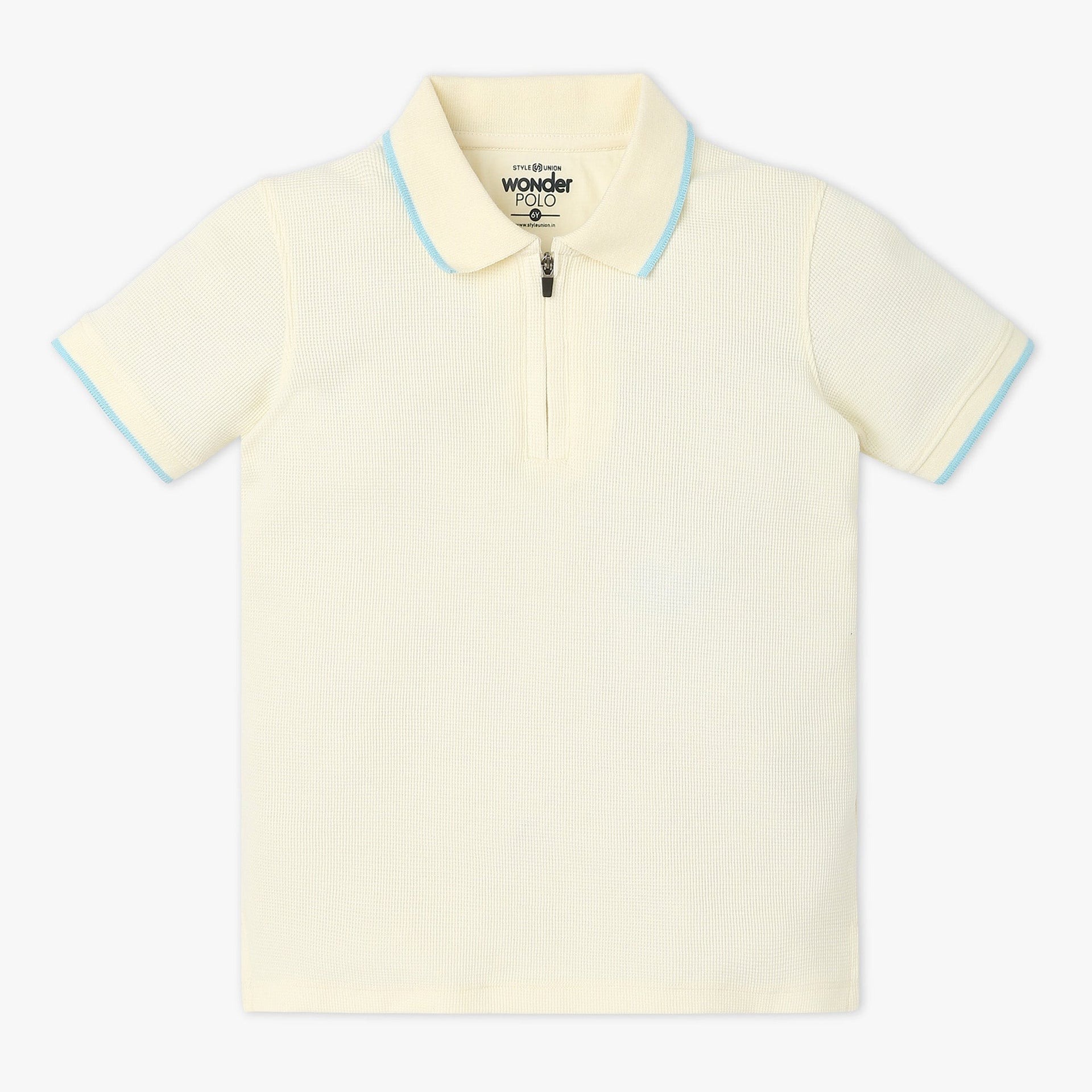 Boys Polo Neck Solid Wonder Reverse Coil with Zipper Polo T-Shirt
