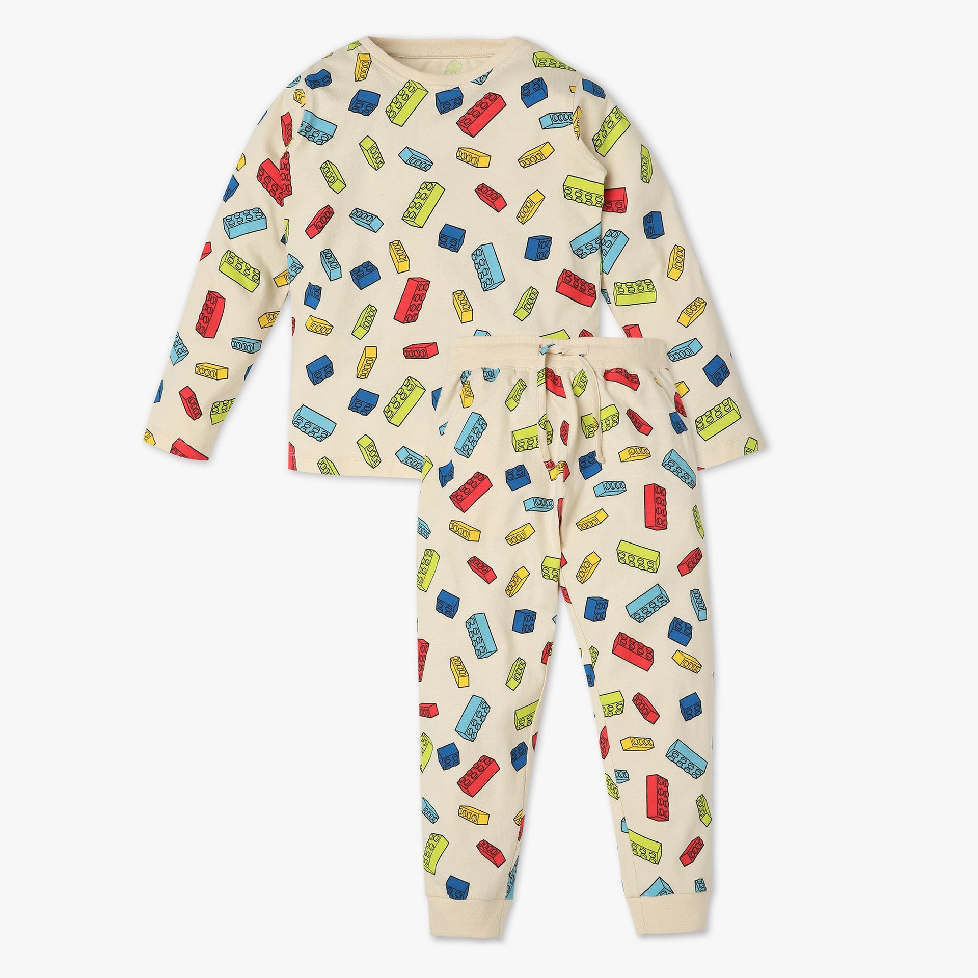 Boys Knitted Printed T-Shirt With Trackpant Sleepwear Set