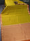 Pure kanchipuram silk saree yellow and dual shade of pink with zari woven coin buttas and elephant zari woven border