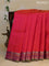 Pure kanchipuram silk saree dual shade of pinkish orange and dual shade of green with plain body and rich zari woven border