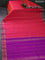 Pure kanchipuram silk saree dual shade of pinkish orange and dual shade of green with plain body and rich zari woven border
