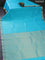 Pure kanchipuram silk saree light blue and maroon with plain body and zari woven border