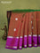 Venkatagiri silk saree manthulir green and blue with annam & rudhraksha silver zari woven buttas and rettapet silver zari woven border