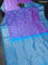 Venkatagiri silk saree dual shade of lavender and light blue with silver zari woven buttas and silver zari woven border