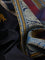 Pure kanchipuram silk saree black and peacock blue with thread woven buttas and long thread woven border